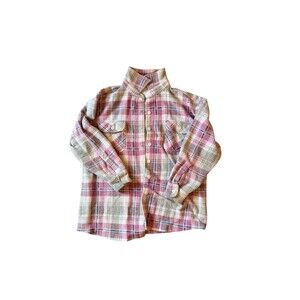 Vintage Pink Grey & Blue Flannel No Size Fits MED